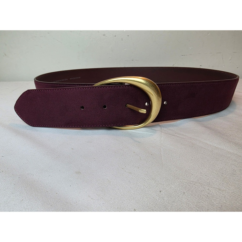 Banana Republic Womens Burgundy Faux Suede Leather Back Wide Belt Gold Buckle XX